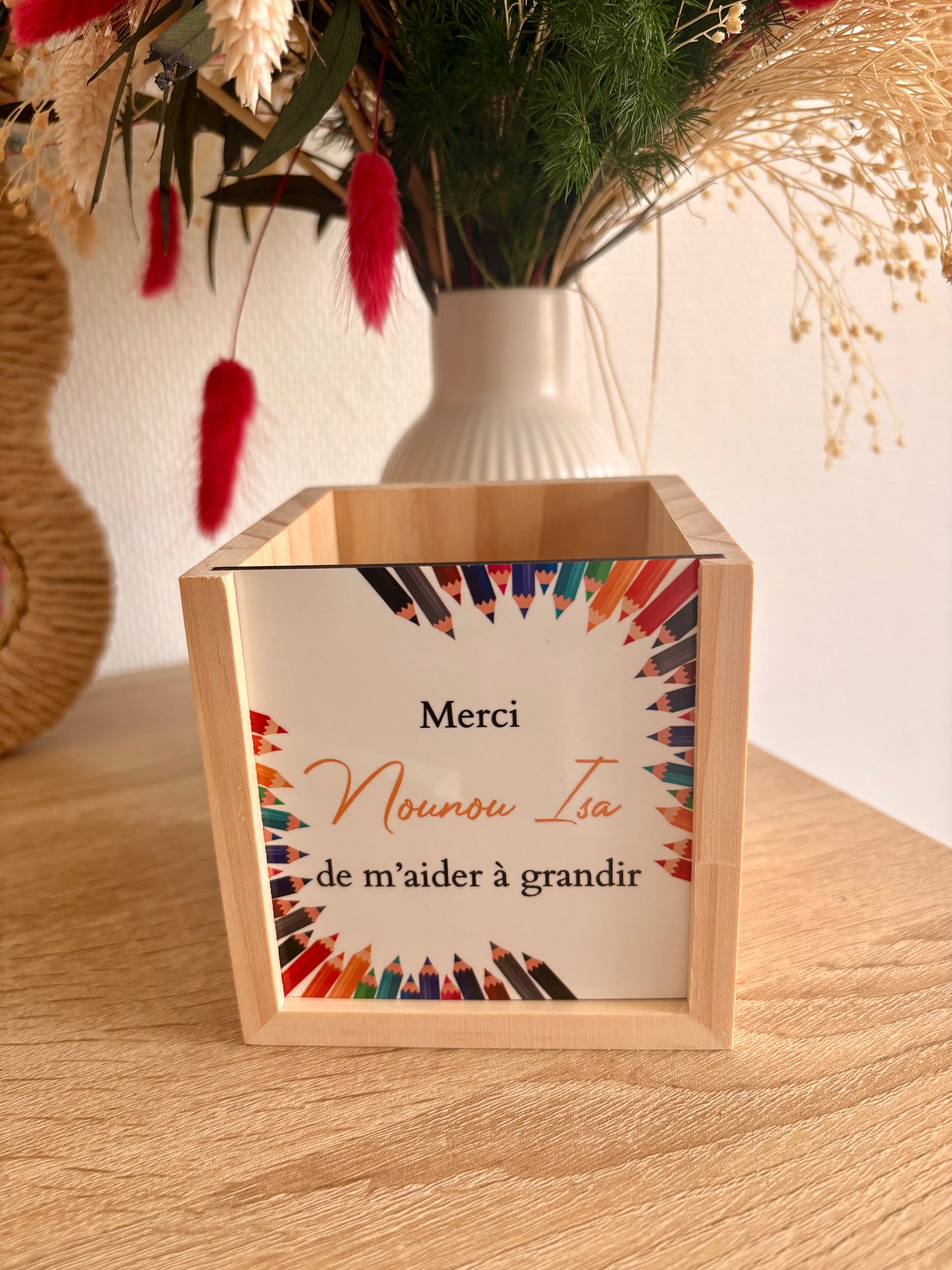 Pot à crayon "Merci de m'aider à grandir"- Edition Fin d'année