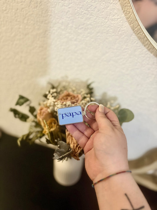 Porte clé métallique "Super papa"