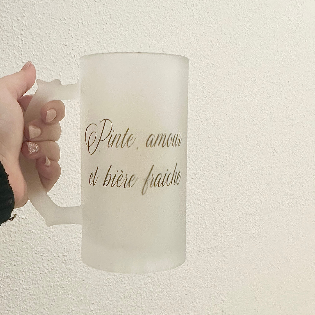 Chope à bière "Pinte, amour et bière fraiche"