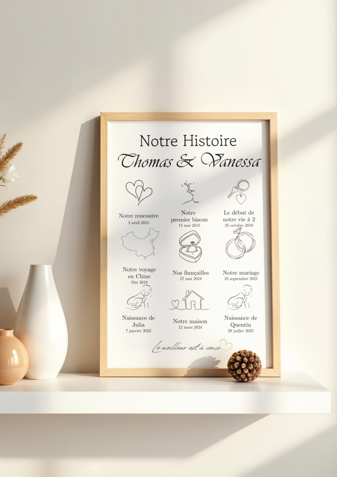 Affiche personnalisée "Notre histoire minimaliste"
